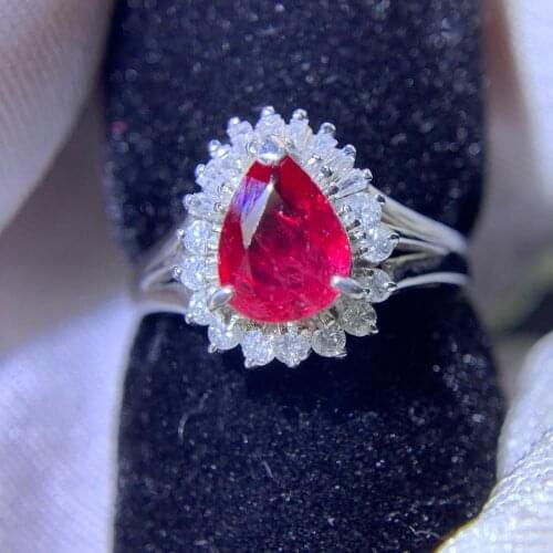 Y401 Natural 0.83ct Red Ruby Ring Diamonds Jewelry Anniversary Females Rings for Womens Fine Rings