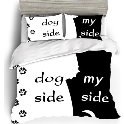 Cat Dog Bedding Set 2 People Adult Cover Black And White 220x240 Bedspreads For Bed 3D Queen King Euro Bedding Duvet Cover Set