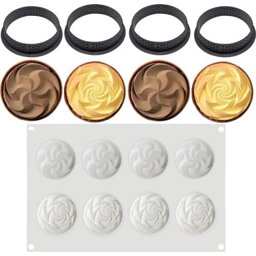 Round Tartlet Molds Heart Shape DIY Plastic Perforated Tart Ring Silicone Cake Mousse Pastry Dessert Decorating Baking tools