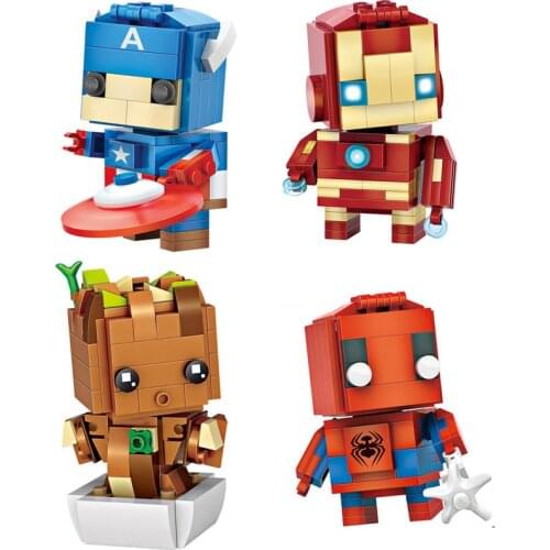 Disney marvel avenger figure mini block super hero nanobrick captain america groot spiderman ironman big head building brick toy