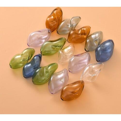 Min order 20pcs/lot color print geometry irregular shape glass Straight hole beads diy jewlery earring/garment accessory