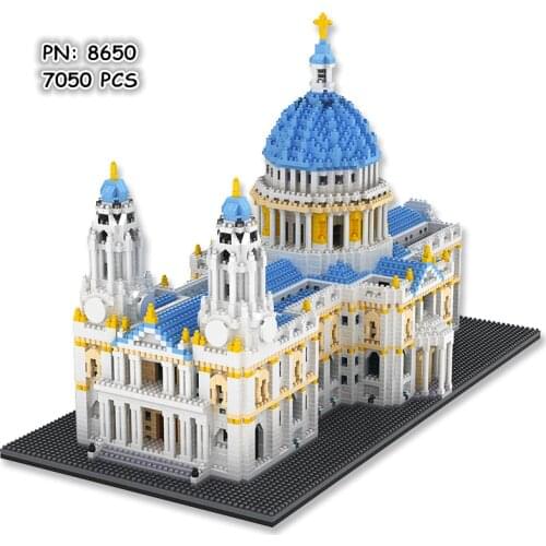 7050+Pcs World Architecture City Church Model DIY Diamond Castle St. Pauls Cathedral Building Blocks Bricks Kit Children Toys