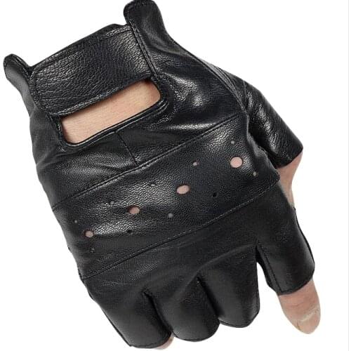 Mens fashion semi-finger Genuine leather gloves male autumn and winter tactical outdoor fitness slip-resistant gloves