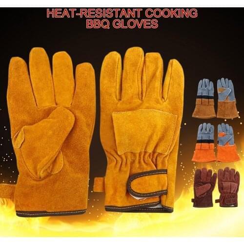 New Hot 1PCS BBQ Gloves High Temperature Resistance Oven Mitts 250 Degrees Picnic BBQ Fireproof Anti-scalding Gloves