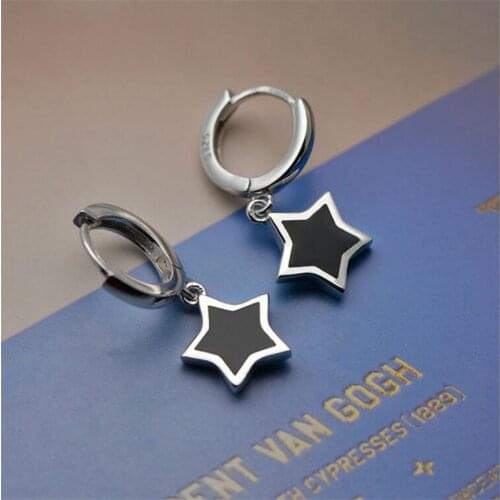925 Sterling Silver Tassel Star Stud Earrings For Women Girls Wedding Party Punk Jewelry eh848