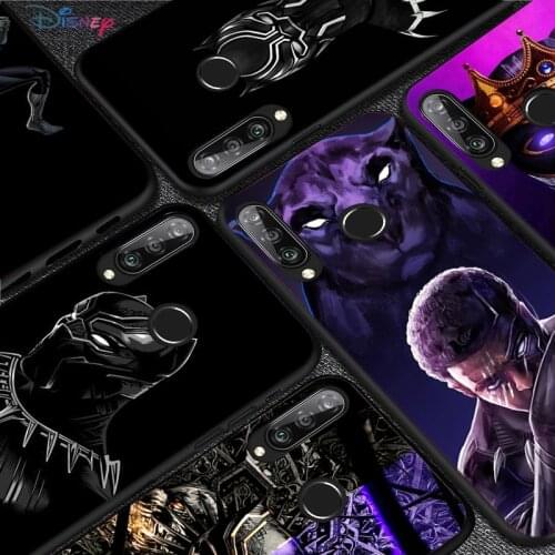 Silicone Cover Marvel Black Panther For Huawei P50 P40 P30 P20 Pro P10 P9 P8 Lite E Plus 2017 2016 5G Black Phone Case