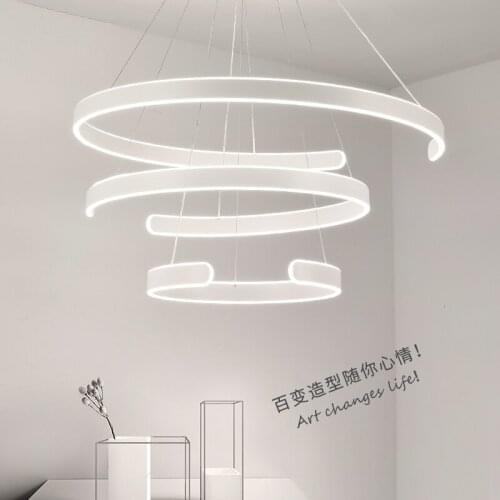 Modern Pendant Lights For Living Room Dining Room Circle Rings Acrylic Aluminum Body LED Ceiling Lamp Fixtures