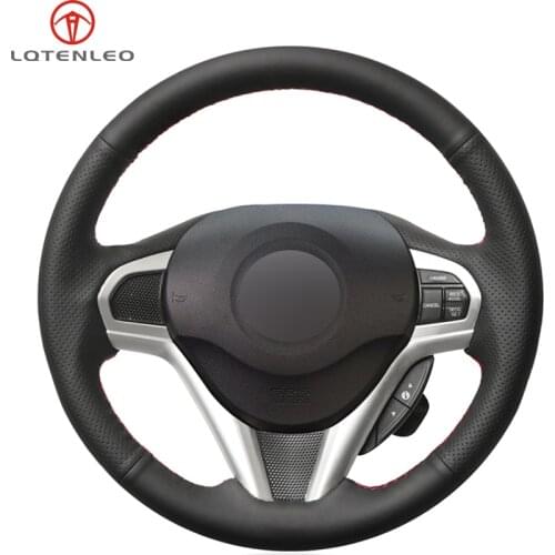 LQTENLEO DIY Hand-stitched Black Genuine Leather Car Steering Wheel Cover for Honda CR-Z CRZ 2011 2012 2013 2014 2015 2016