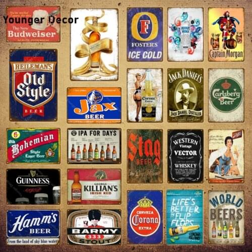 Old Style Beer Whiskey Signs Metal Poster Vintage Wall Painting Plate For Bar Pub Club Man Cave Decor Advertising Plaque YI-132