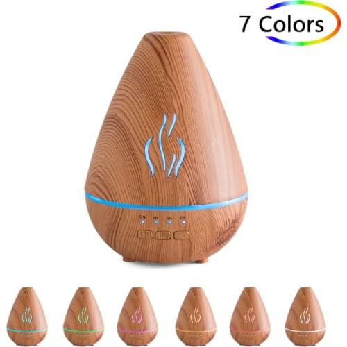 New USB Air Humidifier Ultrasound Electric Aroma Diffuser Mist Wood Grain Oil Aromatherapy Mini Have 7 LED Light For Home Office