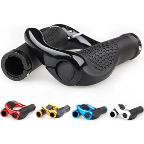 1 Pair Bicycle Handlebar Grip Ergonomic Anti-Skid Lock-on Handle Cover Aluminum Alloy Rubber Grips MTB Bike Accessories