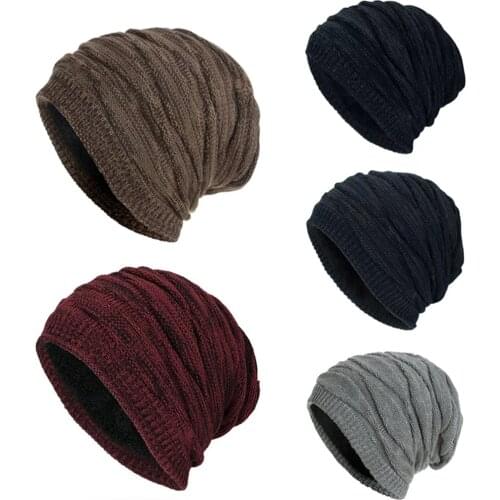 Crochet Beanie Hat For Men Slouchy Autumn Winter Hats Fashion Skull Knitted Cap Hip Hop Thick Warm Caps Baggy Women Hat
