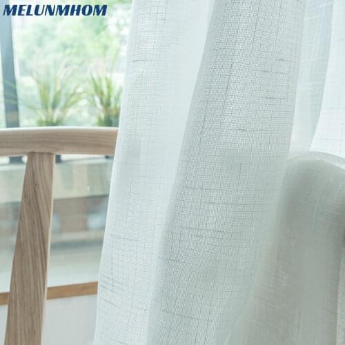Linen Sheer White Tulle For Windows Curtains For Living Room Bedroom Drapes Voile Curtain for Kitchen Fabric Home Textiles 1PC