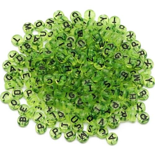 Green Mixed Letter Acrylic Beads 4x7mm Round Transparent Spacer Beads For Jewelry Making Diy Necklace Bracelet Accessories