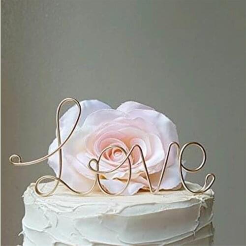 Iron Love Wedding Cake Topper Love Cake Topper Romantic Wedding Decoration Mariage Engagement Cake Top Decor Supplies