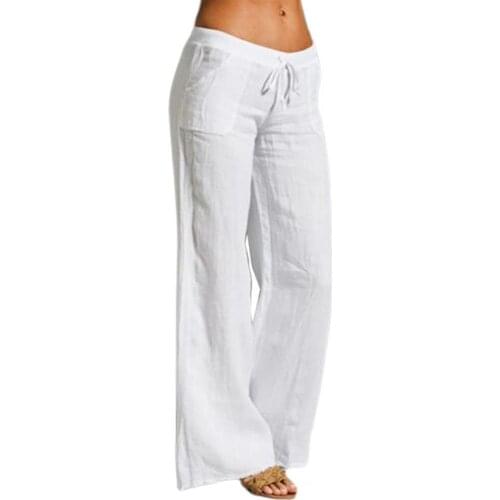 Women new fashionSolid Color Wide Leg Drawstring Elastic Waist Loose Slacks Pants Bottoms for Work Work Street wear Black kpytom