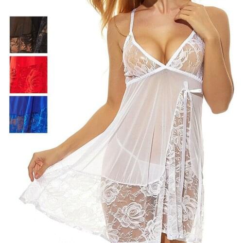 Brand New Lingerie Women Silk Lace Robe Dress Babydoll Nightdress Nightgown Sleepwear