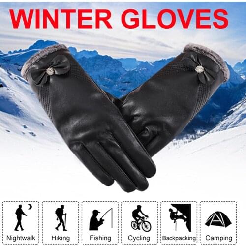 Winter Motorcycle Riding Gloves Outdoor Sports Leather Mittens Touch Screen Windproof and Water-repellent Warm Gloves