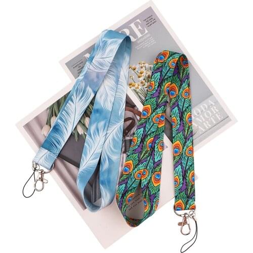 1pcs ZF2744 Hot Sale Feathers Neck Strap Lanyard For Keys ID Card Gym Mobile Phone Straps USB Badge Holder DIY Hang Rope