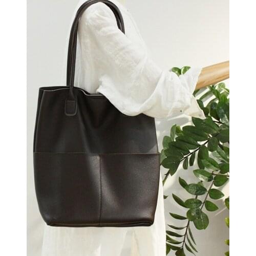 100% Soft Genuine Leather Bucket Bag Women Casual Totes Classic Large Shoulder Shopping Bags Designer Fashion Luxury Handbags