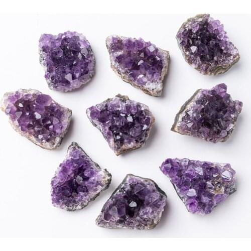 3pcs Druzy Irregular Random Natural Amethysts Quartz Geode Cut Necklace DIY Crystal Piont Stone Natural Drusy Stone Healing