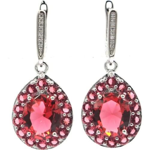 20x19mm European Design Created Green Peridot Sky Blue Topaz White Zircon Ladies Party Silver Earrings Eye Catching