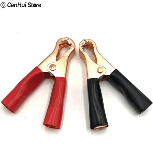 2Pc Promotion! Car Alligator Clips Battery Clamps Crocodile Clip 50A Red + Black 80mm Copper Plated Alligator Clip Battery Clamp