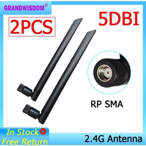 2pcs 2.4GHz wifi antenn 5dBi Aerial RP-SMA Connector antena 2.4G antenne wi fi antenas wi-fi antennas Wireless Router Booster