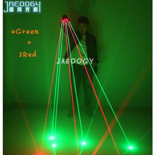 Free Shipping Red Green Laser Gloves Nightclub Party Glowing Gloves Stage DJ Dancing Performance Fluorescent Light Props