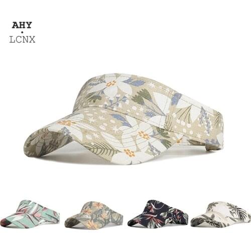 Printed empty top baseball caps Womens cap ponytail hat Spring summer Sports Sun Hats Cotton Visor UV ProtectionTennis Golf