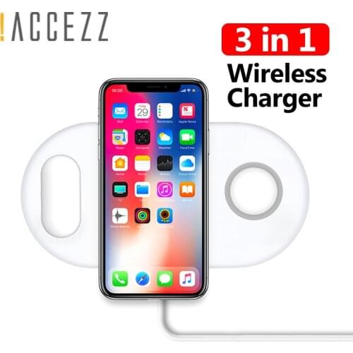 !ACCEZZ 3 in 1 10W&7.5W QI Fast Wireless Charger For iphone 8 Plus X For Apple Watch AirPods For Samsung Lighting Phone Chargers