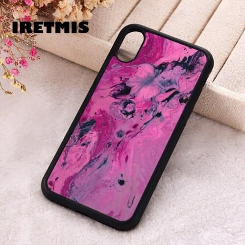 Iretmis 5 5S SE 2020 Phone Cover Case for iPhone 6 6S 7 8 Plus X Xs XR 11 12 Mini Pro Max Rubber Silicone Pink Marbled Art
