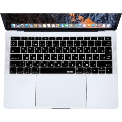XSKN Russian Keyboard Cover for New Macbook Pro 13" A1708 (Flat Key, No Touch Bar) US EU Version Silicone RUS Keyboard Protector