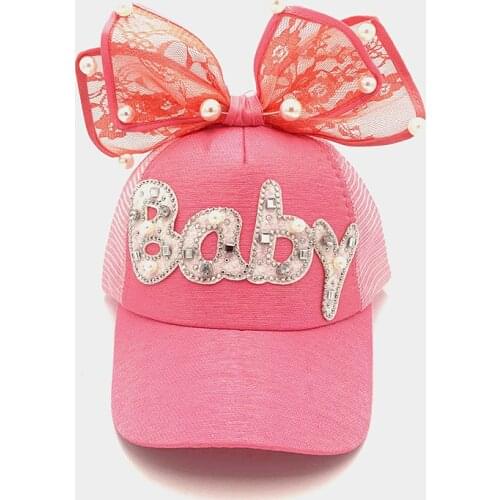 MAERSHEI Children Mesh Hat cap Cute Big Bow Girls Snapback Baseball Cap Spring Summer Adjustable Casquette Kids Baby pearl hat