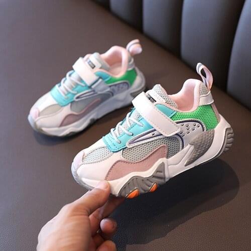 2020 Autumn Children Shoes Boys Girls Sport Shoes Breathable Mesh Comfortable Non-slip Rubber Sole Kids Sneakers Size 26-36