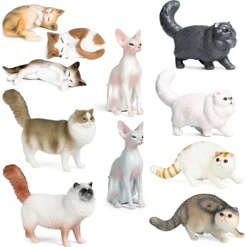 Hairless Cat Action&Toys Figure Simulation Animal Family Pet Ragdoll Cat Sphinx Cats Model Collectible Doll Figure For Kid Gift