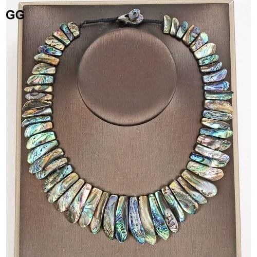 GuaiGuai Jewelry 19'' Handmade Natural Green Paua Abalone Shell Sea Shell Necklace For Women