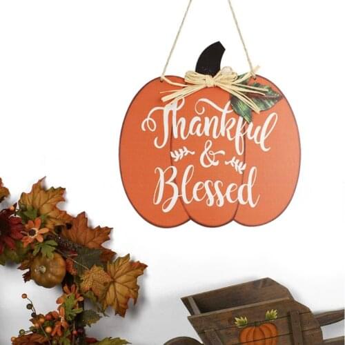 Halloween Thankful Blessed Pumpkin Boo Hanging Sign Wooden Board Plaque Home Door Window Wall Decoration Thanksgiving Day Gift