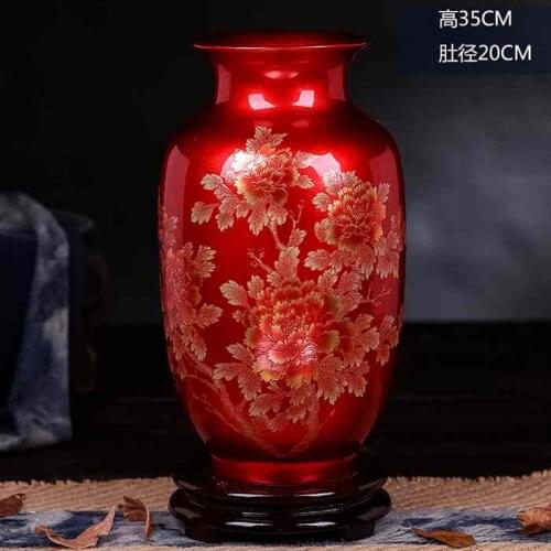 Crystal Glazed Peony Flower Ceramic Vases for Home decor
