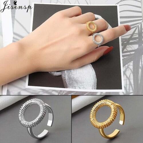Jisensp Minimalist Geometric Round Finger Rings Woman Mens Couple Ring Vintage Jewelry for Women Men Wedding Bands Gift