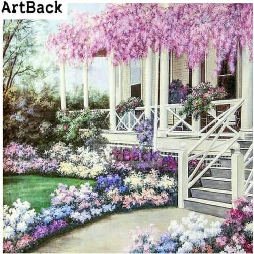 ArtBack 5d Diamond Painting Dream House Flower Pattern Full Square Drill Diamond Embroidery 3d Mosaic Home Decor
