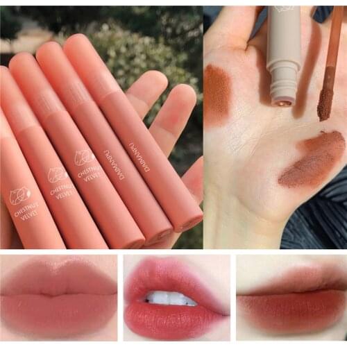 Chestnut Velvet Matte Liquid Lipstick Waterproof Lasting Lip Gloss Long Lasting Portable Nude Lipstick Lip Tint Beauty Cosmetic