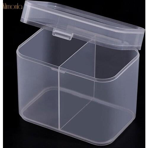 Rounded Corners Nail Towel Storage Box 2 Grids Cotton Pad Swab Nail Art Containers Desk Organizer Plastic Clear Container Case