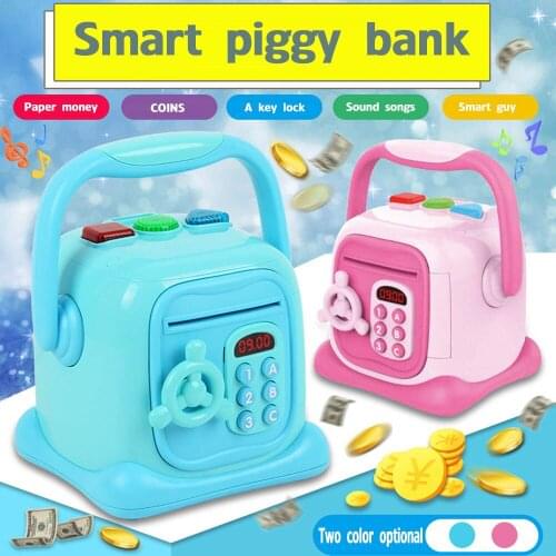Simulation Piggy Bank Music Lighting Safe Toy Children ATM Piggy Bank Change Box Coin Portable Toy Gift For Children