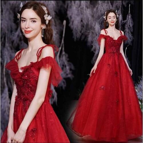 Red Luxury Party Dresses Wedding Bridal Dresses Ball Gown Evening Formal Dress Red Carpet Long Dresses For Women Plus Size 6XL