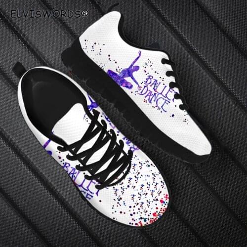ELVISWORDS Women Shoes Ballet Dancer Design Breathable Walking Shoes for Woman Casual Lady Lace-up Flat-Shoes Air Mesh Sneakers