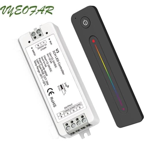 Led RGB Strip Controller 2.4GHz Wireless Remote R13 With V3 DC 12V 24V 3CH*4A 3 Channel Receiver CT Dimming String Dim Switch