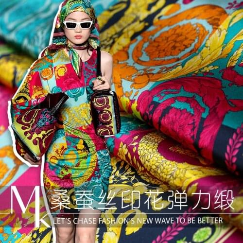 Summer New Brand Design Elastic 97% Silk 3% Spandex Charmeuse Fabric Dress 138cm Wide 19mm Cloth Diy Sewing Free Shipping Hot