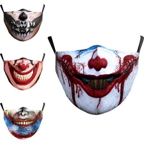 New Funny Ghost Mouth Cosplay Womens Men Unisex Halloween Masks Face-Dustproof Cycling Sports Breathable Adult Anti-Fog Mask