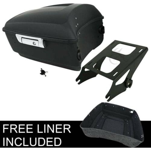 Motorcycle Matte Black King Pack Trunk Mount For Harley Tour Pak Touring FLHR 2014-2021
